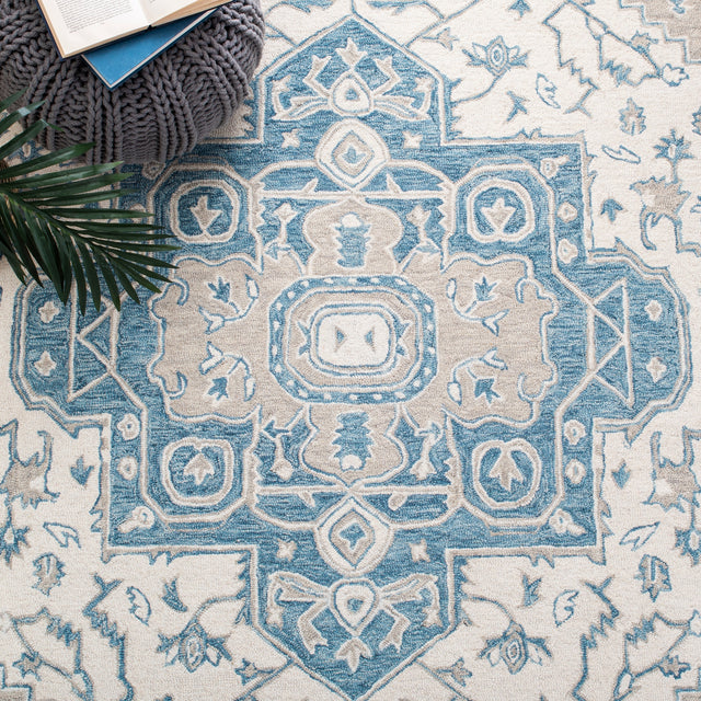 Safavieh Micro-Loop Mlp213M Ivory/Blue Rugs.