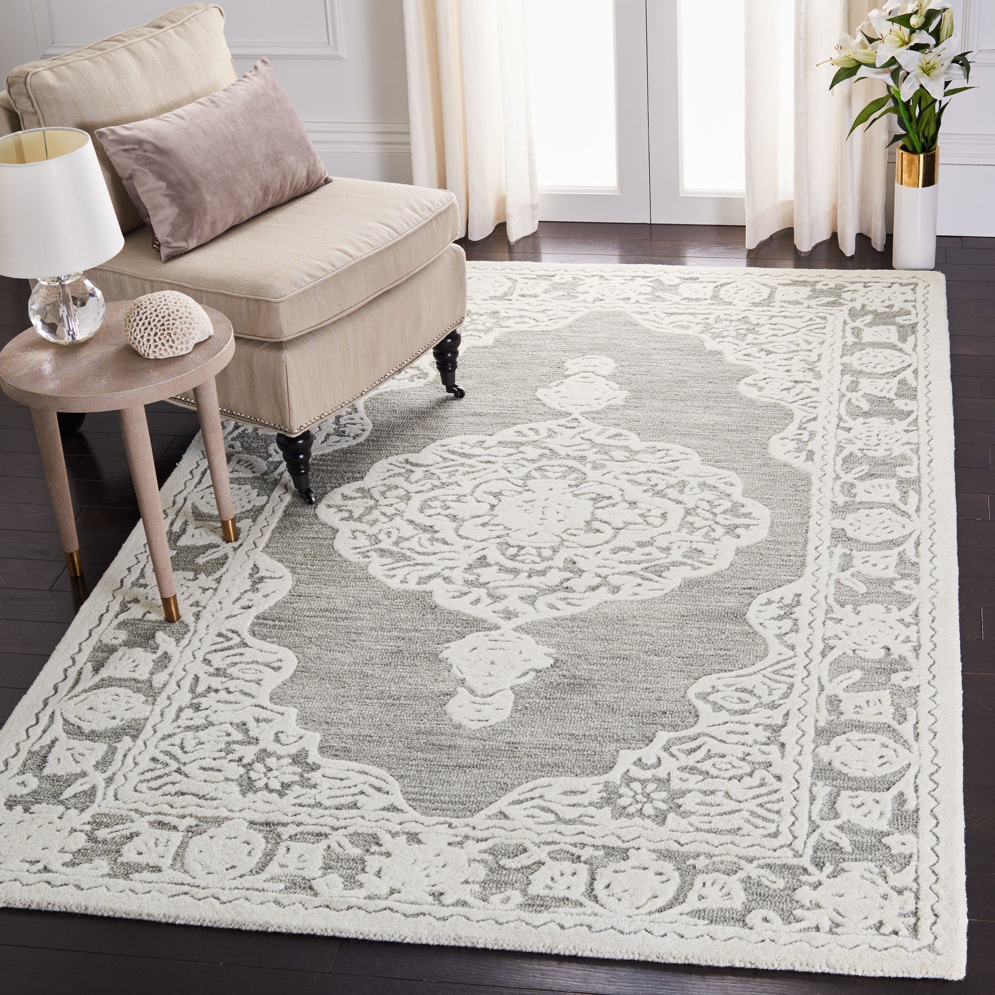 Safavieh Micro-Loop Mlp275F Grey/Ivory Area Rug