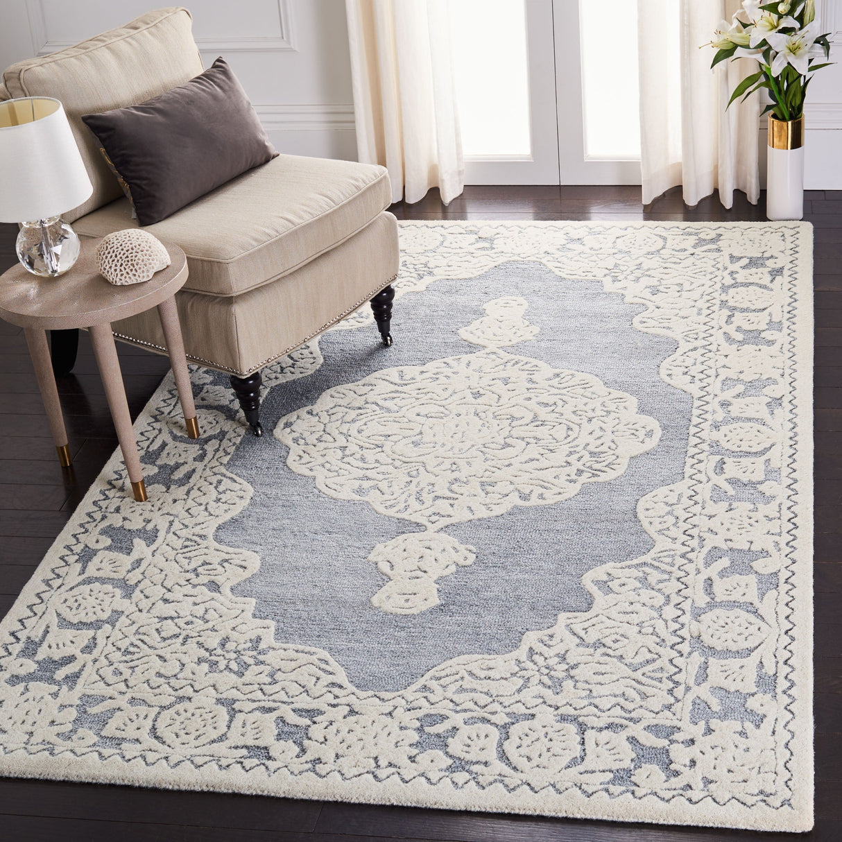 Safavieh Micro-Loop Mlp275M Light Blue/Ivory Rugs.