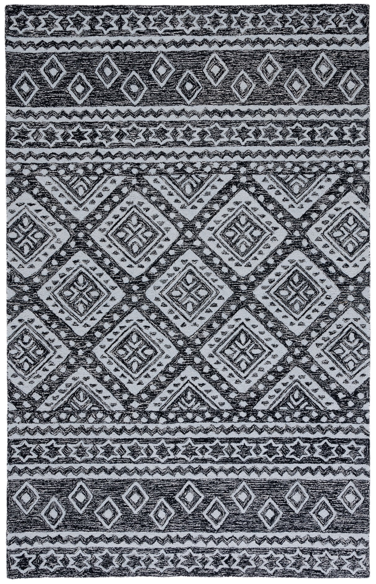 Safavieh Micro Loop Mlp501Z Black/Ivory Rug.