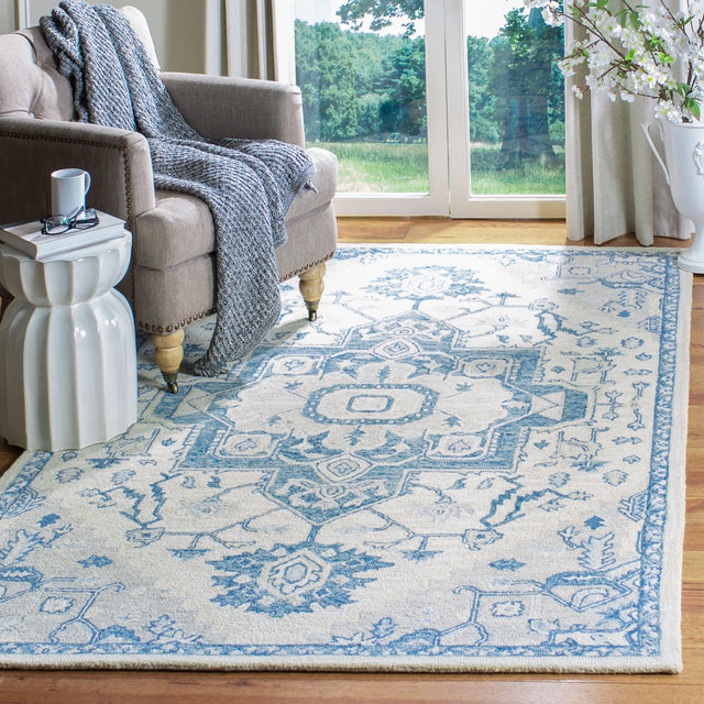 Safavieh Micro-Loop Mlp503G Ivory/Blue Rugs.