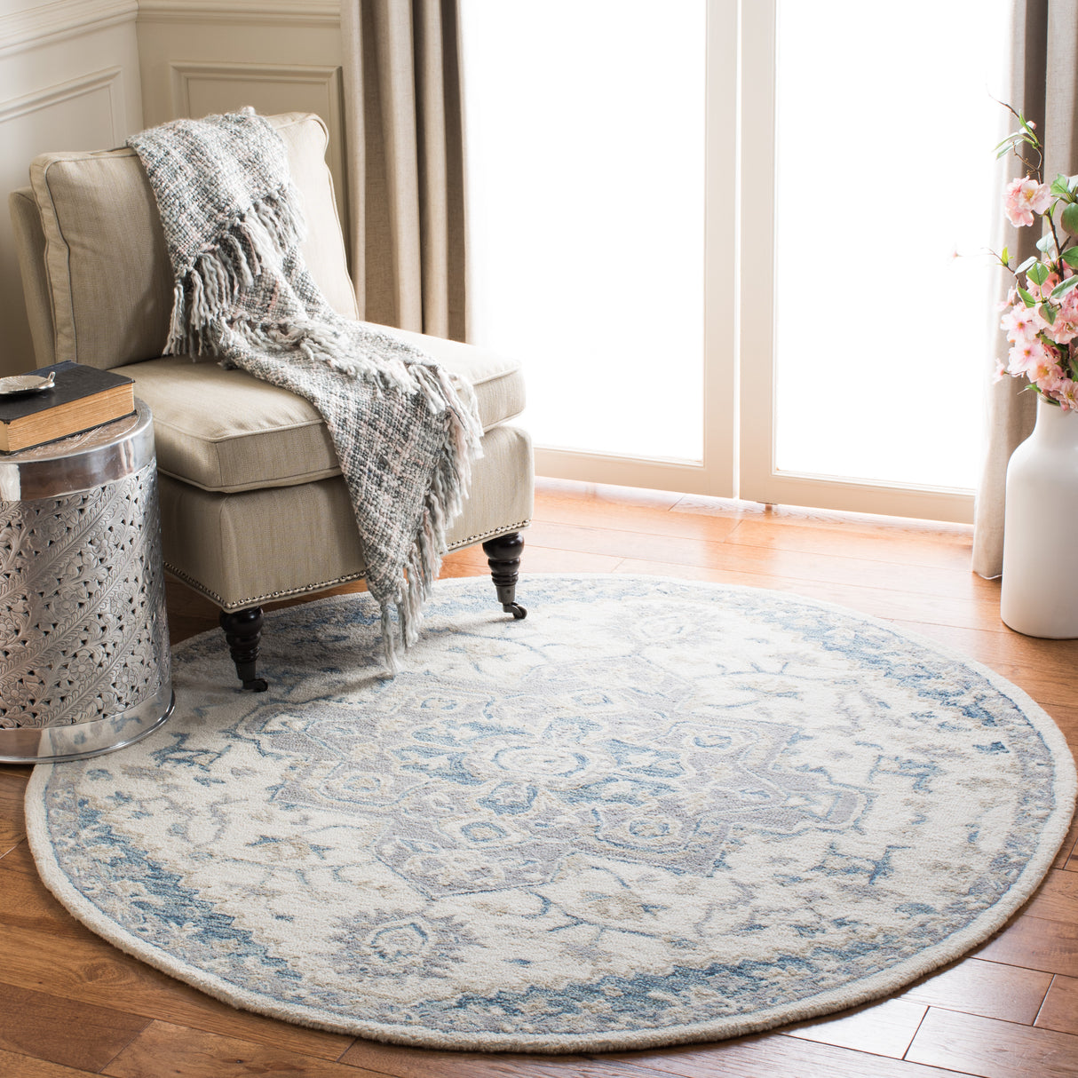 Safavieh Micro Loop Mlp503L Ivory/Navy Rug.