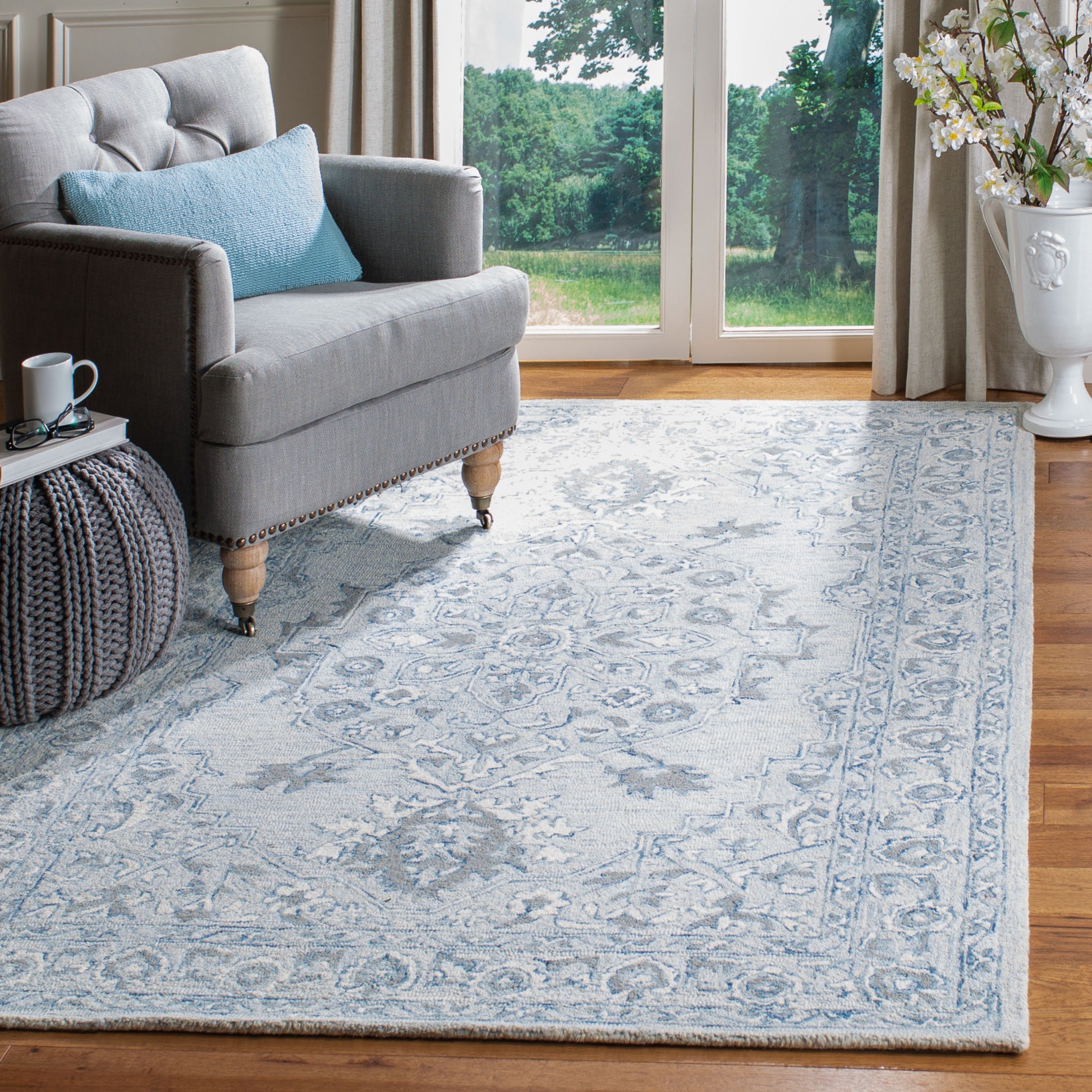 Safavieh Micro-Loop Mlp504M Light Blue/Ivory Area Rug