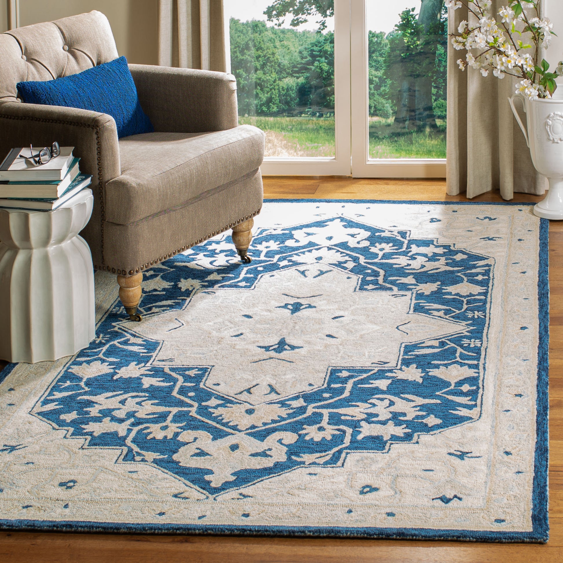 Safavieh Micro-Loop Mlp505N Navy/Ivory Area Rug