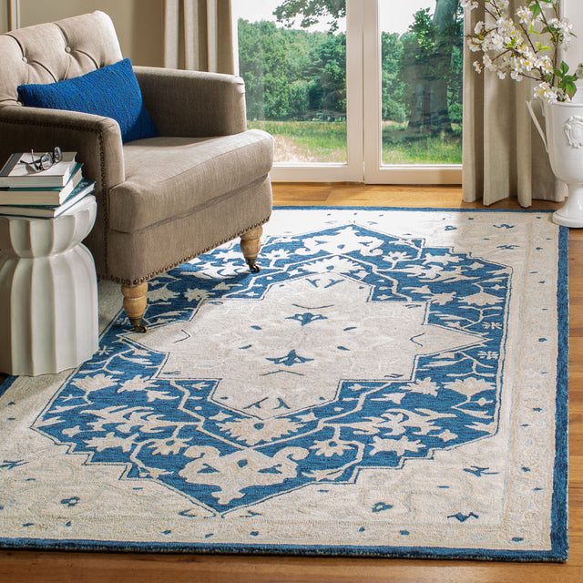 Safavieh Micro-Loop Mlp505N Navy/Ivory Rugs.