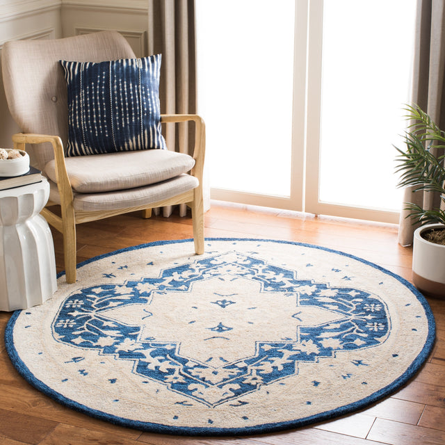 Safavieh Micro-Loop Mlp505N Navy/Ivory Rugs.