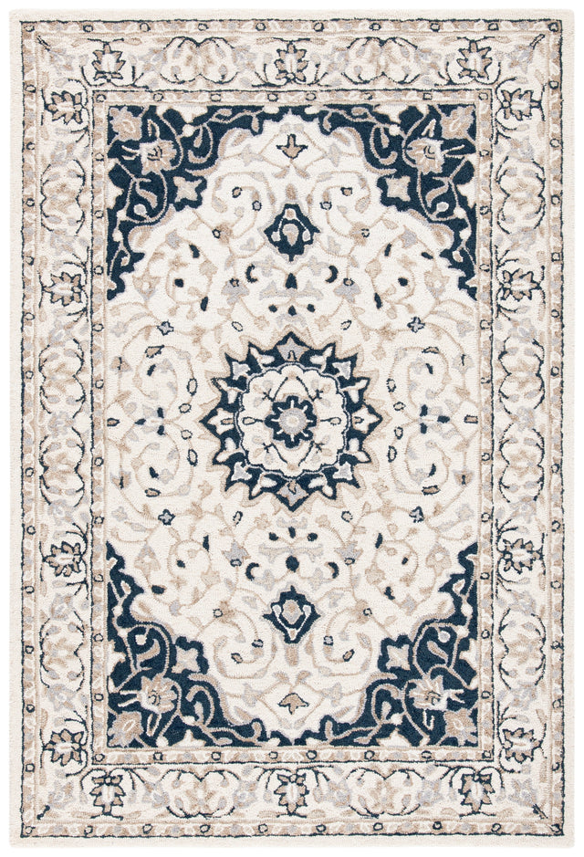Safavieh Micro-Loop Mlp508A Ivory/Navy Rugs.