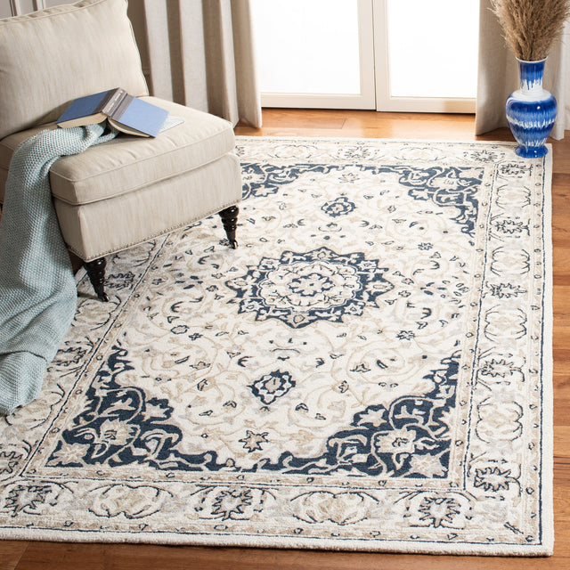Safavieh Micro-Loop Mlp508A Ivory/Navy Rugs.
