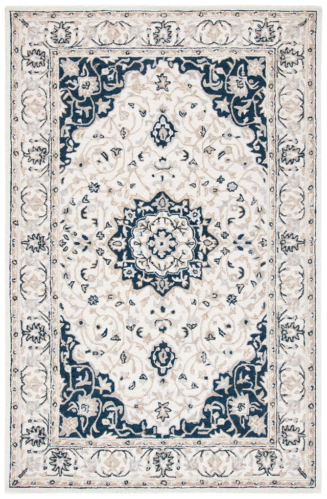 Safavieh Micro-Loop Mlp508A Ivory/Navy Rugs.