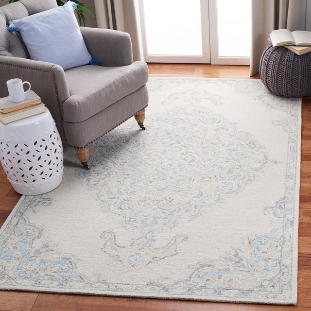 Safavieh Micro-Loop Mlp516A Ivory/Blue Rugs.