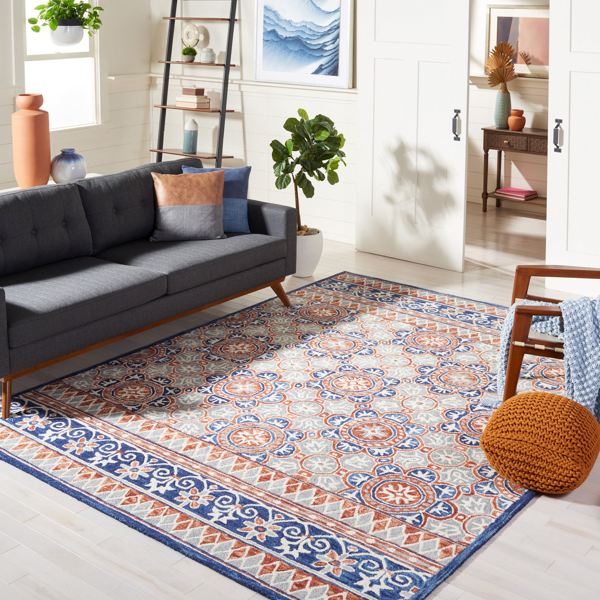 Safavieh Micro Loop Mlp635T Brown/Blue Area Rug