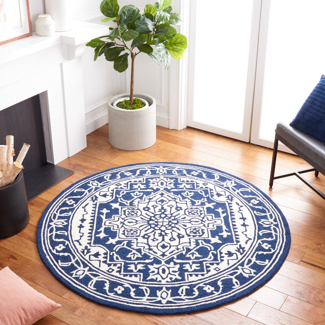 Safavieh Micro-Loop Mlp648N Navy/Ivory Rugs.