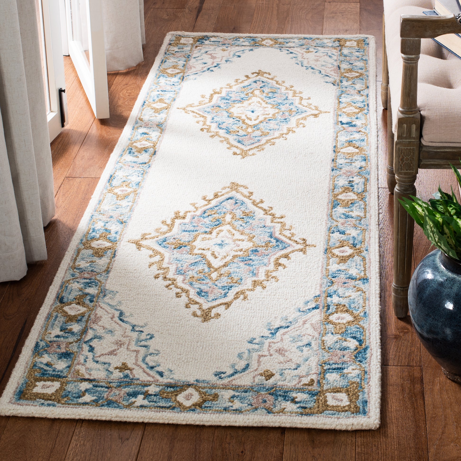 Safavieh Micro-Loop Mlp953A Ivory/Blue Area Rug