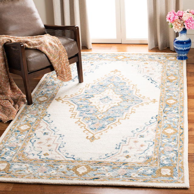 Safavieh Micro-Loop Mlp953A Ivory/Blue Rugs.
