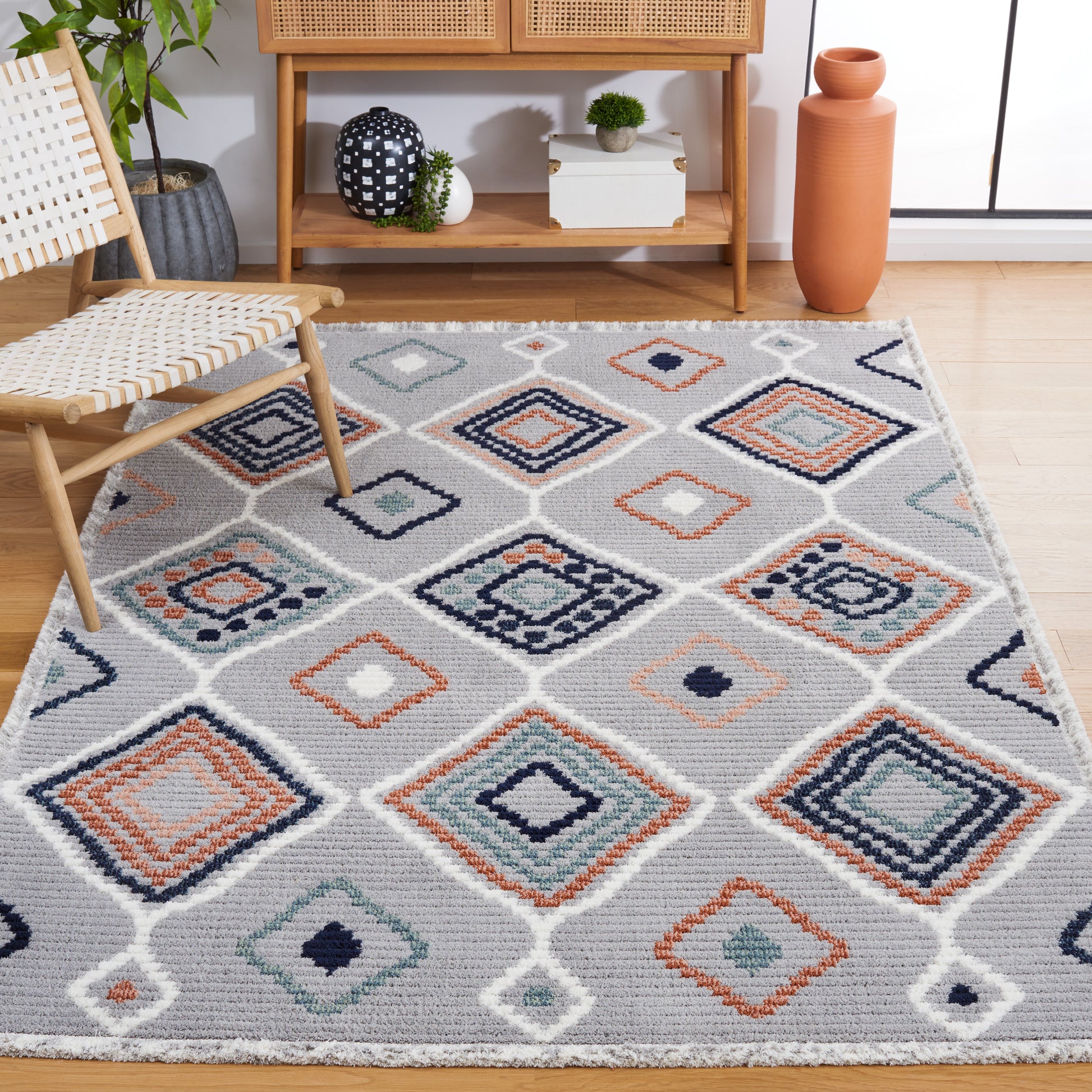 Safavieh Marrakesh Mrk608G Grey/Blue Rust Area Rug