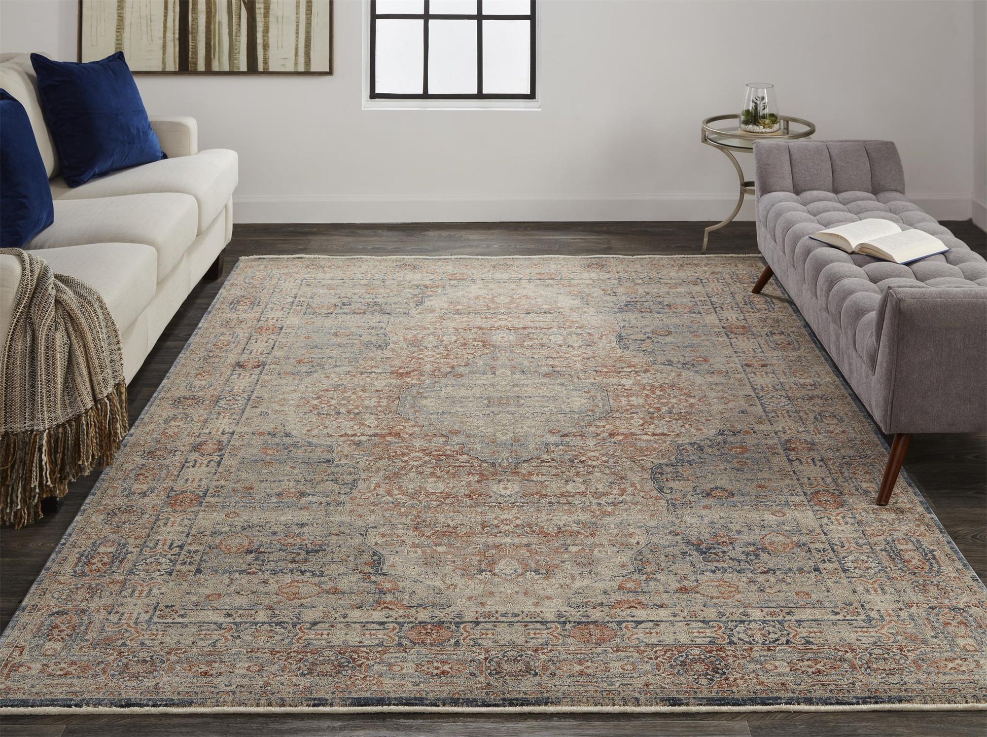 Feizy Marquette 3778F Rust/Blue Area Rug