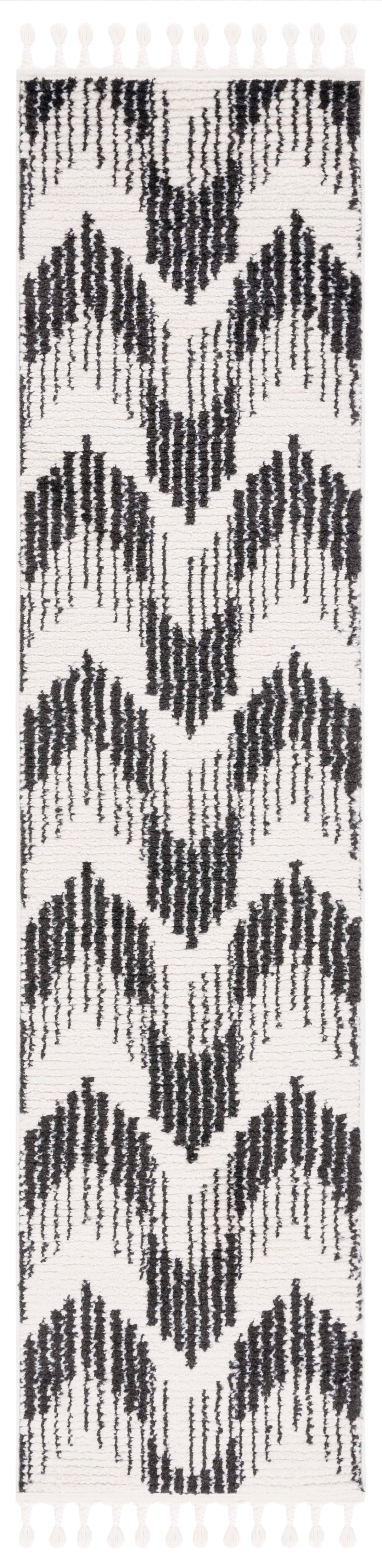 Safavieh Moroccan Tassel Mrt101A Ivory/Black Rug.