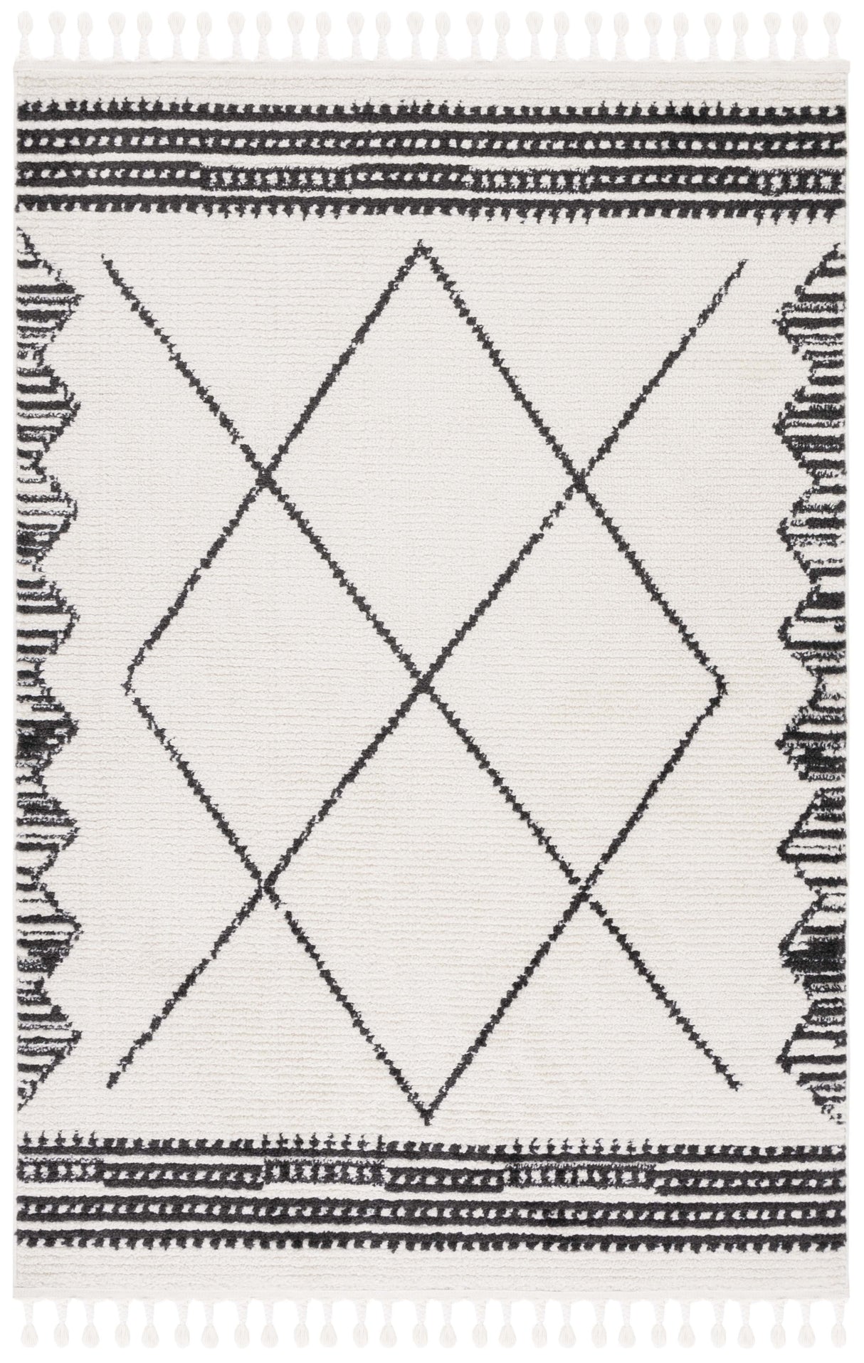 Safavieh Moroccan Tassel Mrt103A Ivory/Black Rug.