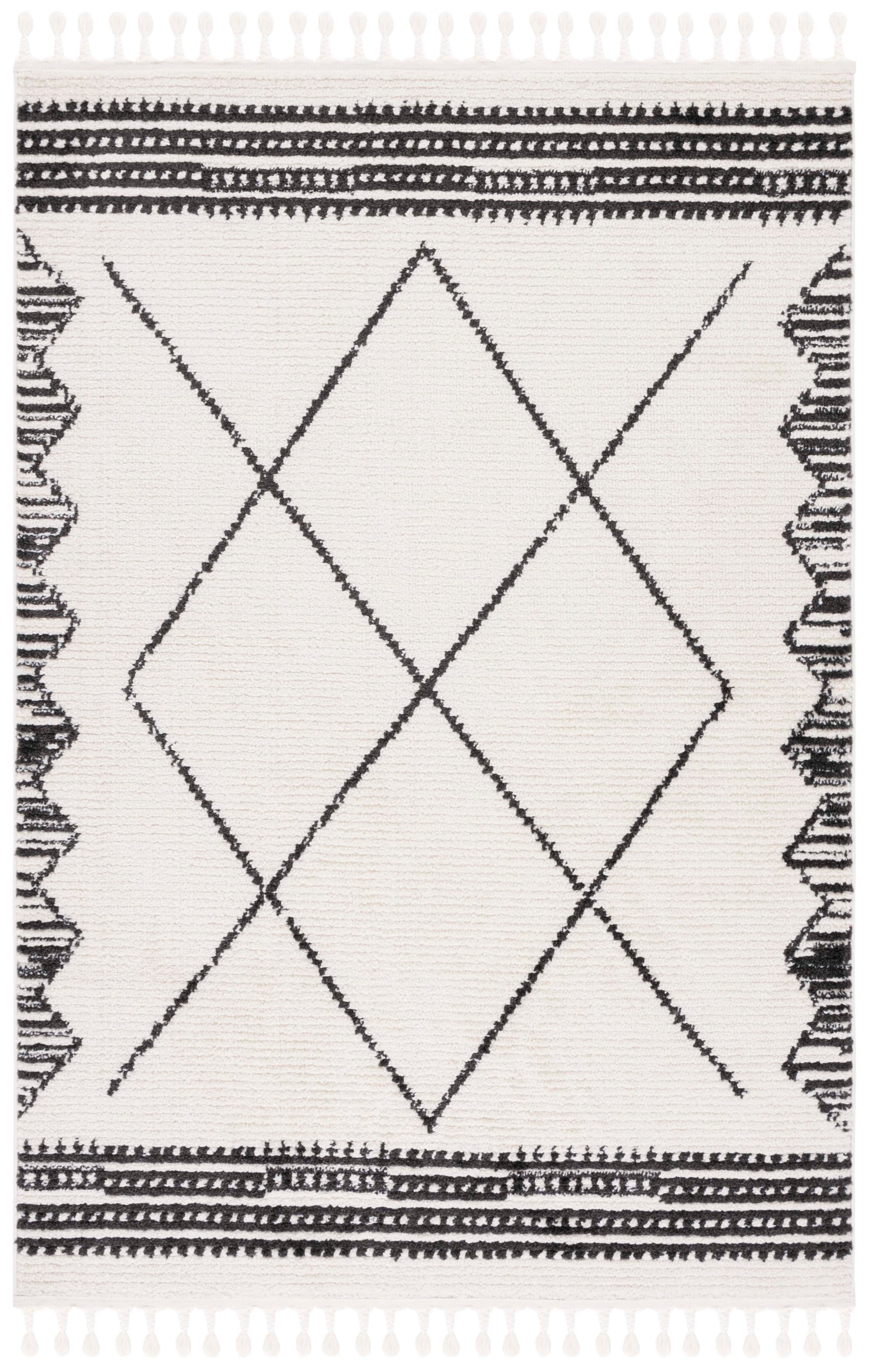 Safavieh Moroccan Tassel Mrt103A Ivory/Black Area Rug