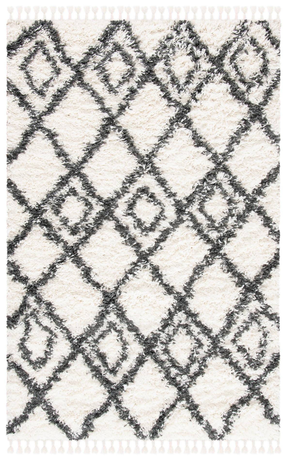 Safavieh Moroccan Tassel Shag Mts335A Ivory/Dark Grey Rug.