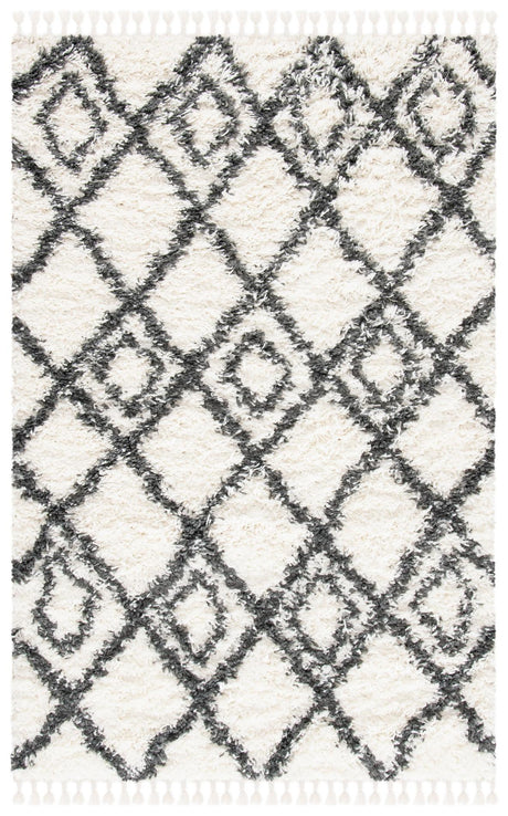 Safavieh Moroccan Tassel Shag Mts335A Ivory/Dark Grey Area Rug