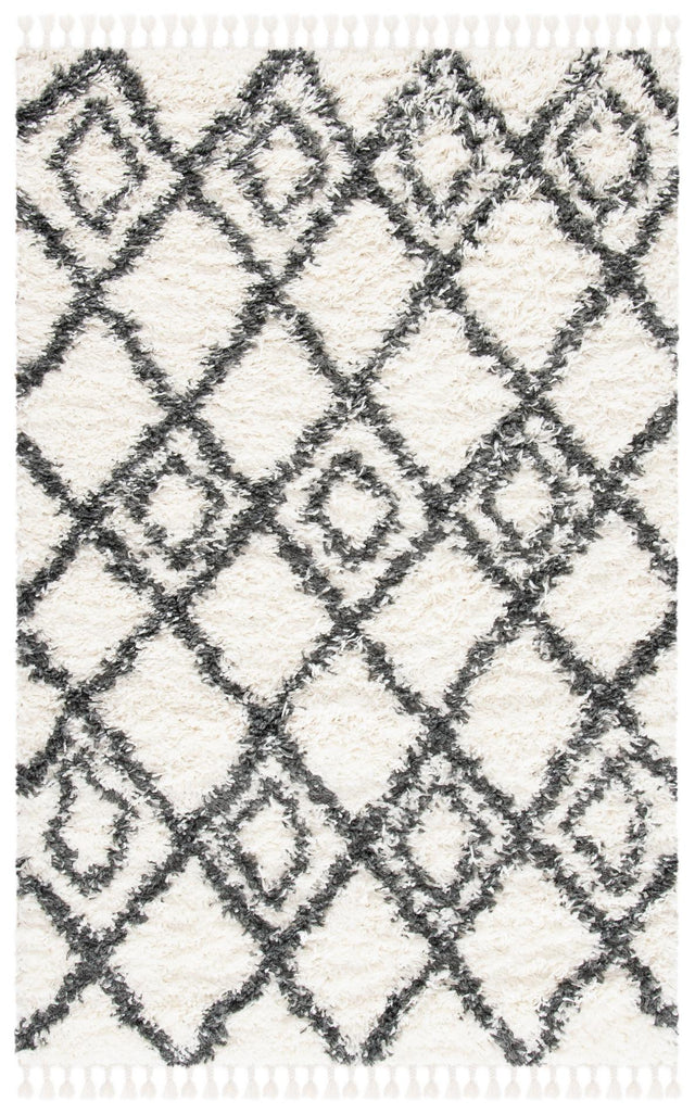 Safavieh Moroccan Tassel Shag Mts335A Ivory/Dark Grey Rug.
