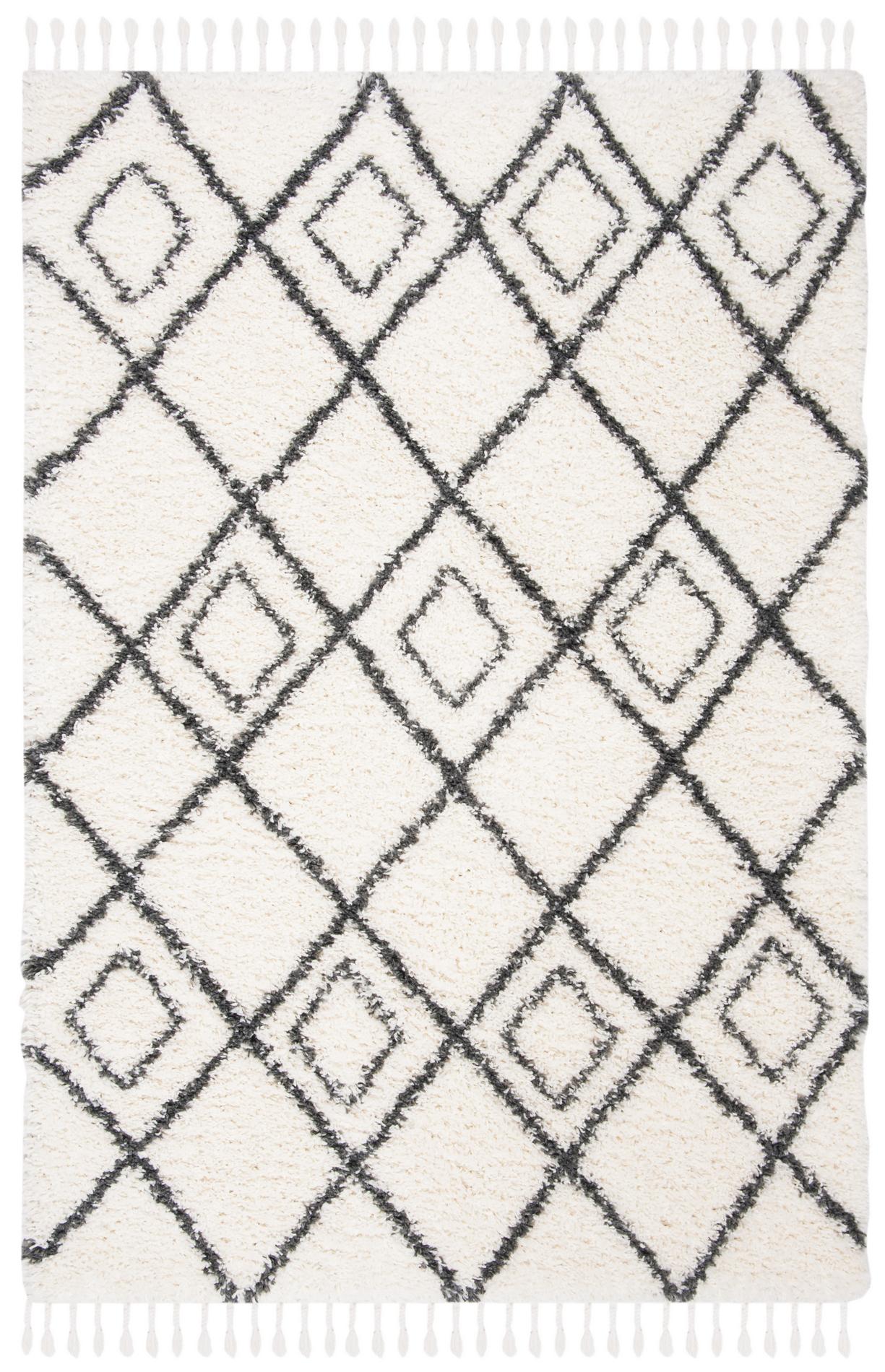 Safavieh Moroccan Tassel Shag Mts335A Ivory/Dark Grey Area Rug