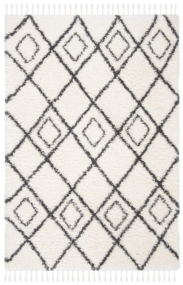 Safavieh Moroccan Tassel Shag Mts335A Ivory/Dark Grey Rug.