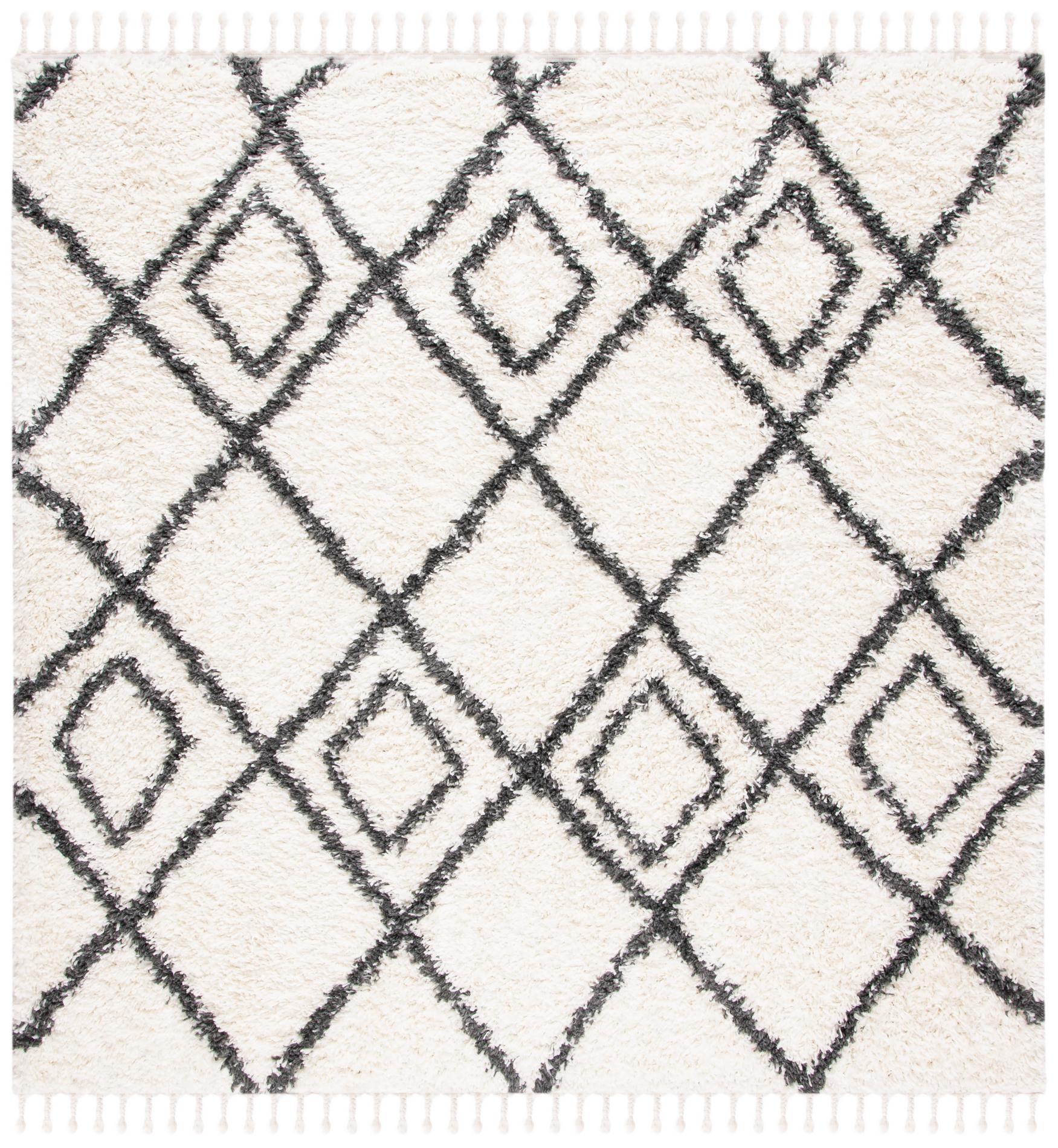 Safavieh Moroccan Tassel Shag Mts335A Ivory/Dark Grey Area Rug