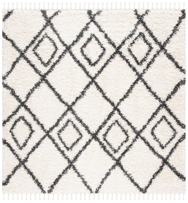 Safavieh Moroccan Tassel Shag Mts335A Ivory/Dark Grey Rug.