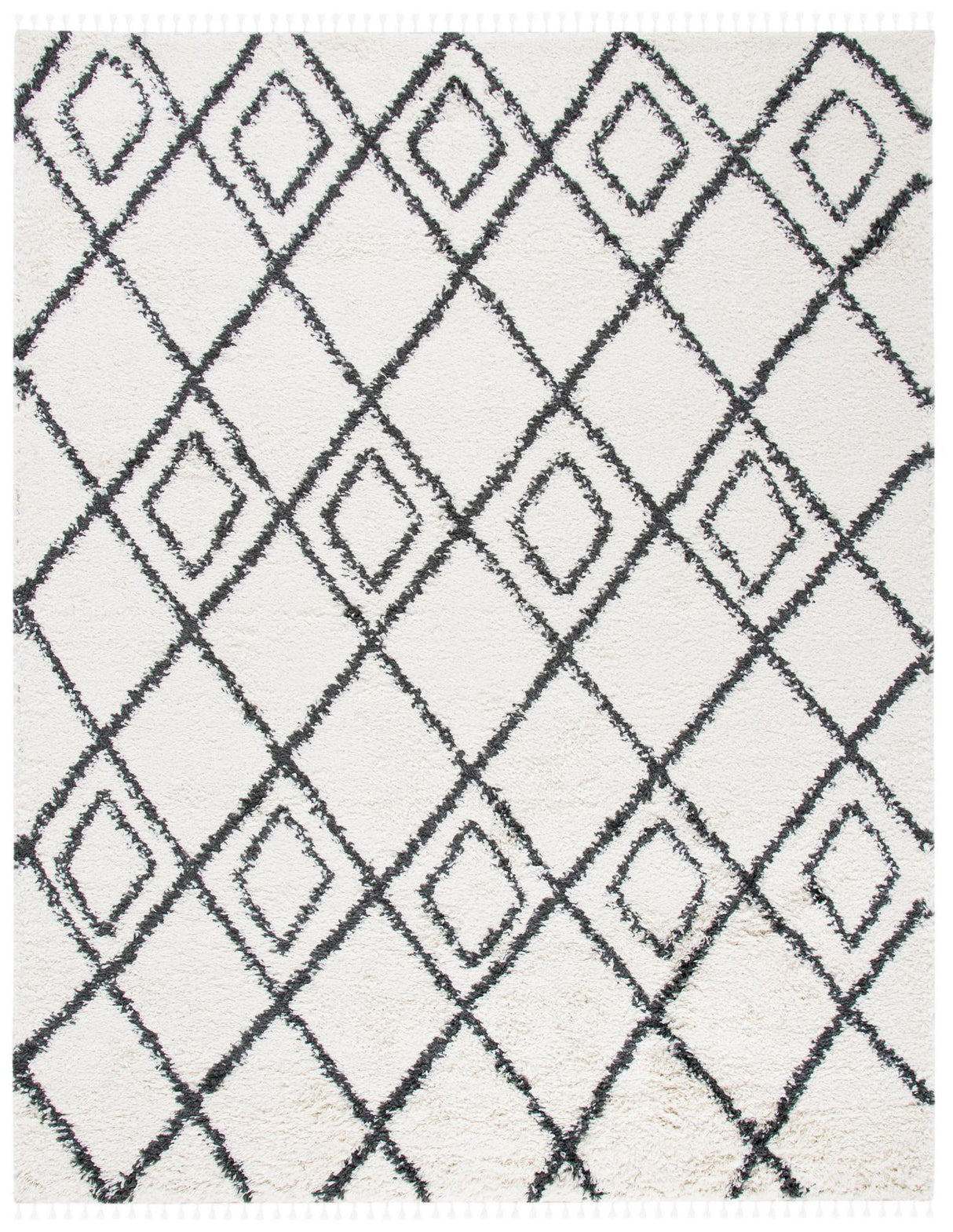 Safavieh Moroccan Tassel Shag Mts335A Ivory/Dark Grey Rug.