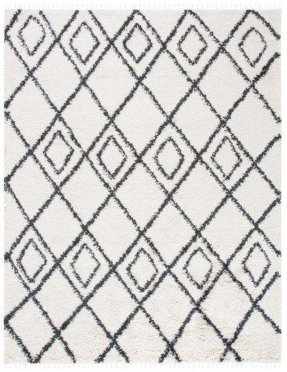 Safavieh Moroccan Tassel Shag Mts335A Ivory/Dark Grey Area Rug