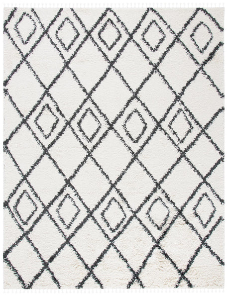 Safavieh Moroccan Tassel Shag Mts335A Ivory/Dark Grey Area Rug