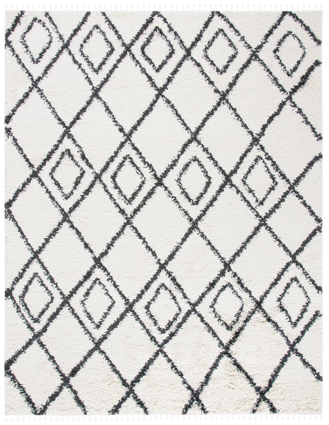 Safavieh Moroccan Tassel Shag Mts335A Ivory/Dark Grey Rug.