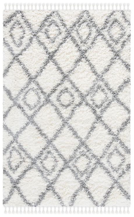 Safavieh Moroccan Tassel Shag Mts335B Ivory/Light Grey Area Rug