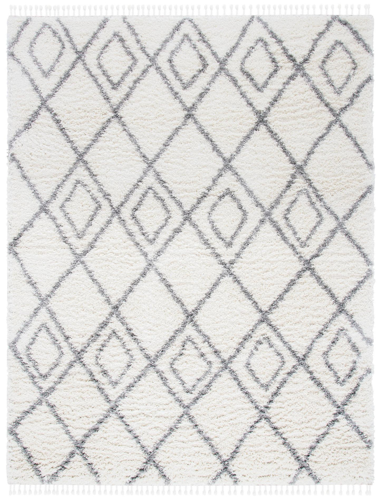 Safavieh Moroccan Tassel Shag Mts335B Ivory/Light Grey Rug.