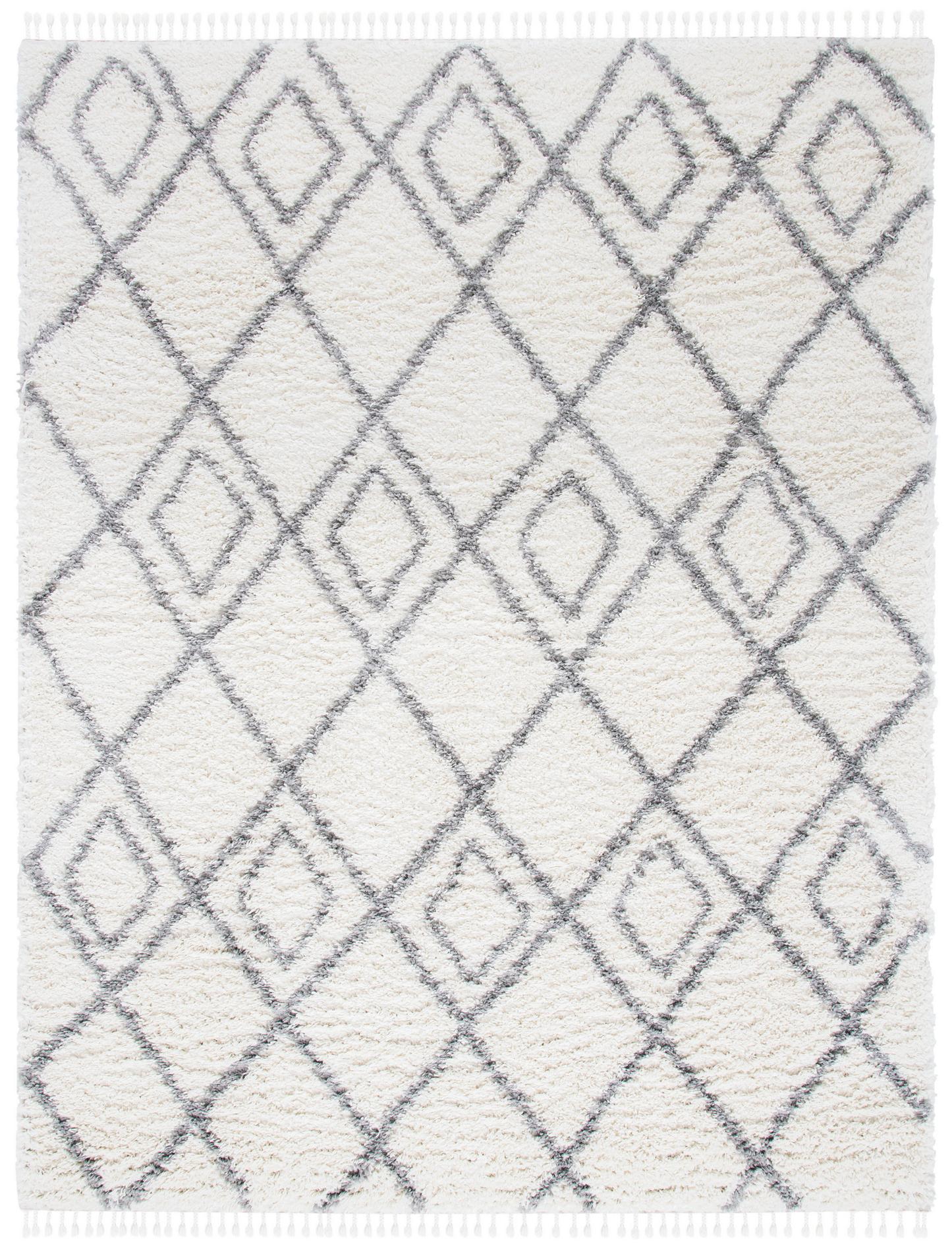 Safavieh Moroccan Tassel Shag Mts335B Ivory/Light Grey Area Rug