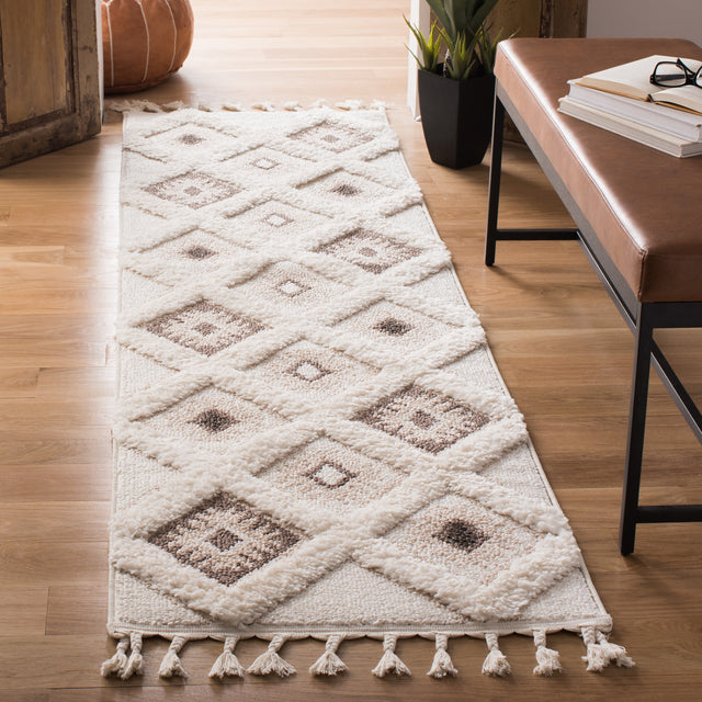 Safavieh Moroccan Tassel Shag Mts601A Ivory/Brown Rug.
