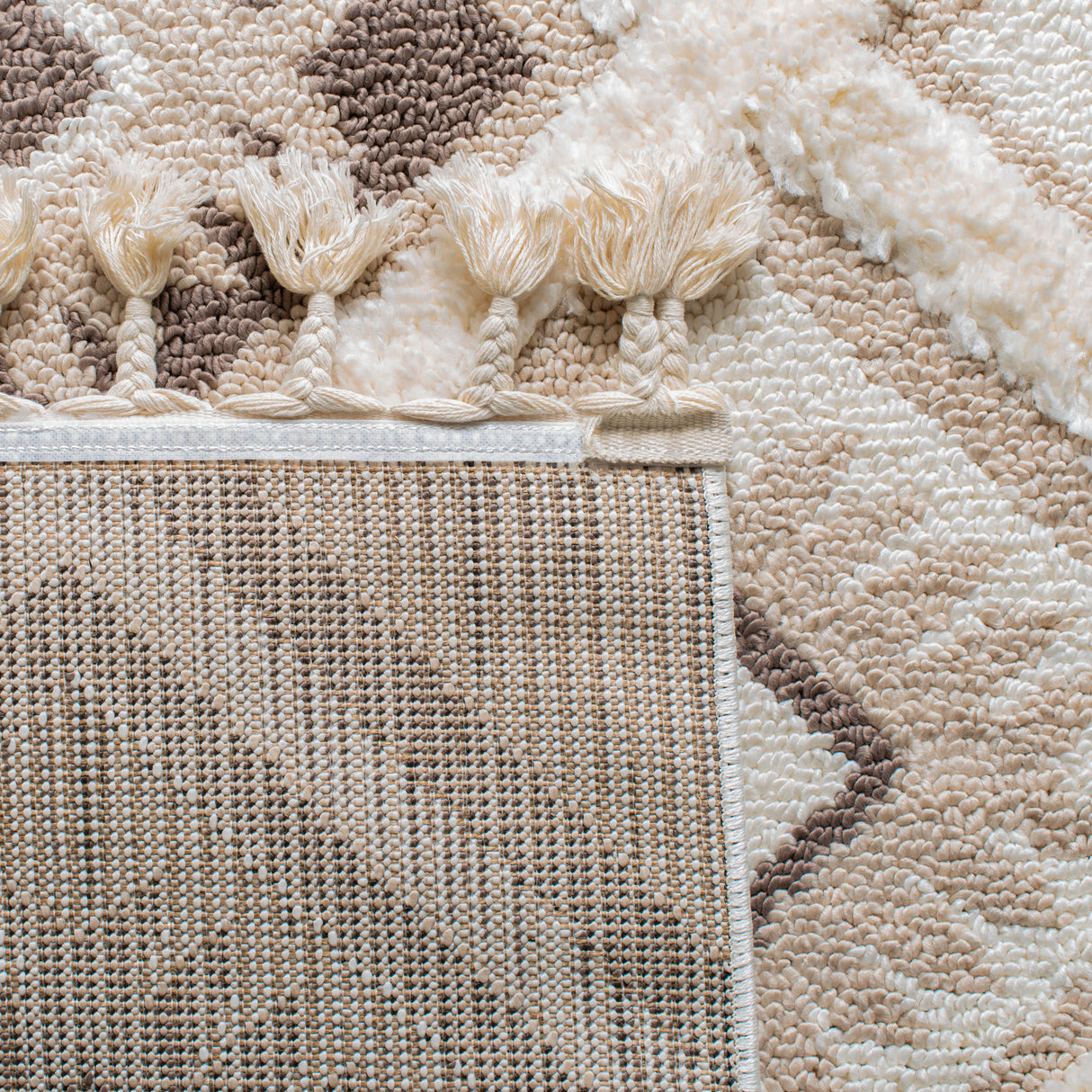 Safavieh Moroccan Tassel Shag Mts601A Ivory/Brown Rug.