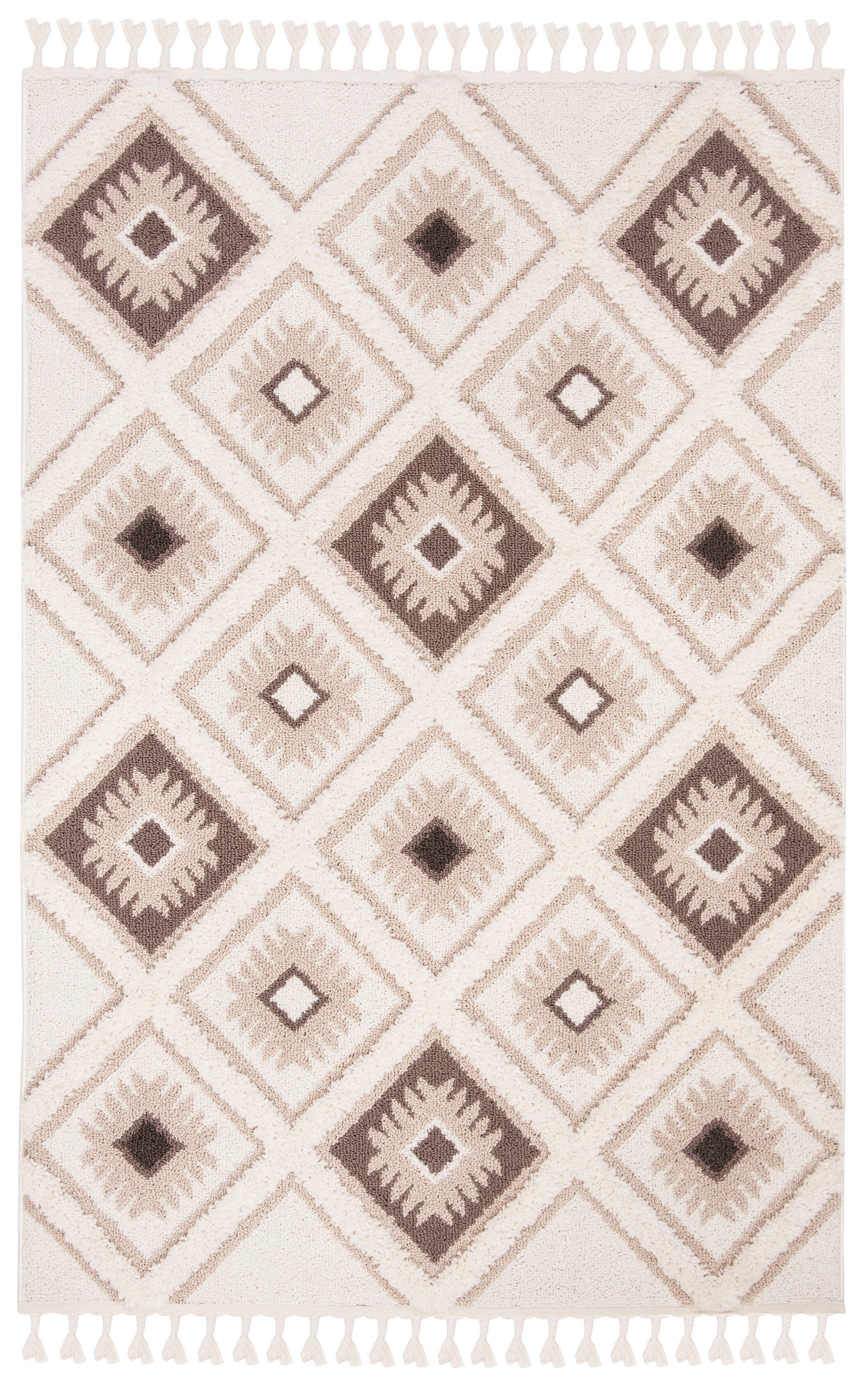 Safavieh Moroccan Tassel Shag Mts601A Ivory/Brown Area Rug