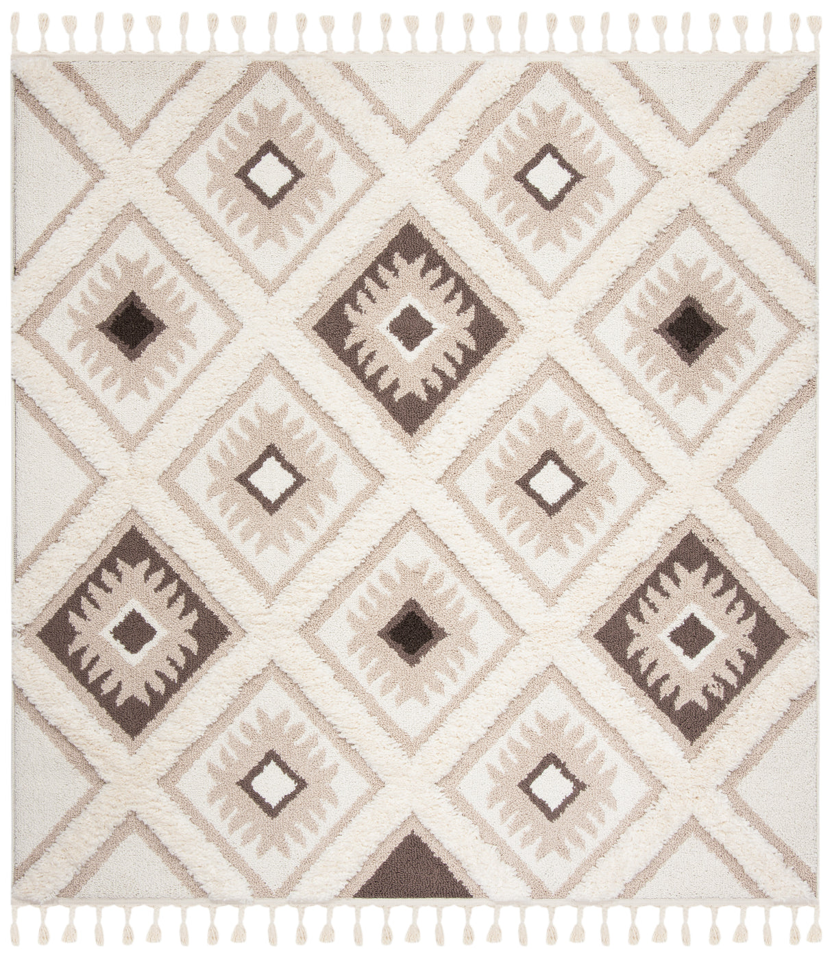 Safavieh Moroccan Tassel Shag Mts601A Ivory/Brown Rug.