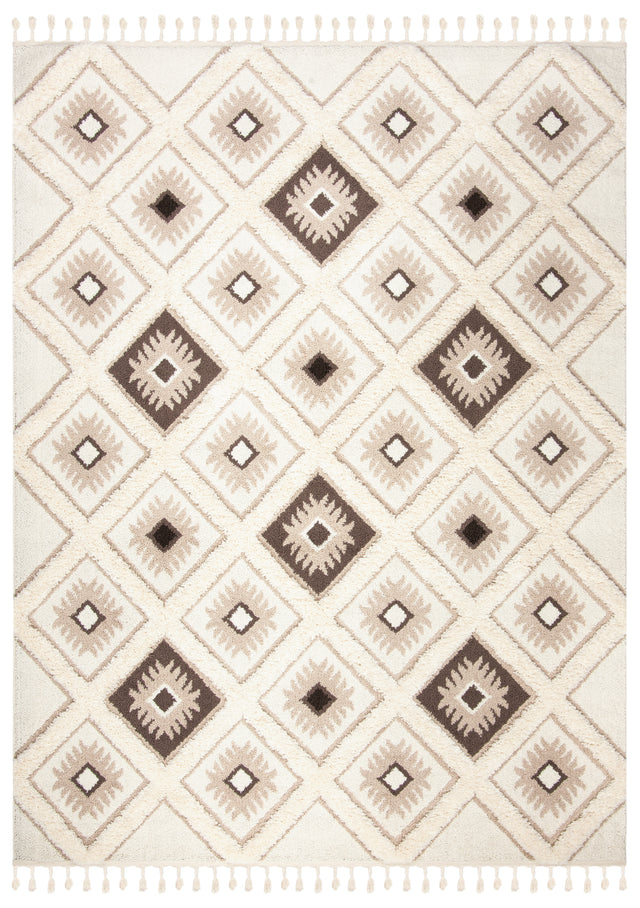 Safavieh Moroccan Tassel Shag Mts601A Ivory/Brown Rug.