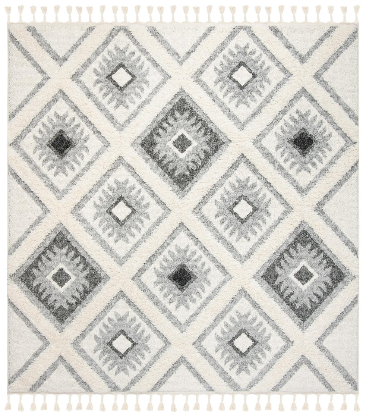 Safavieh Moroccan Tassel Shag Mts601F Ivory/Grey Rug.