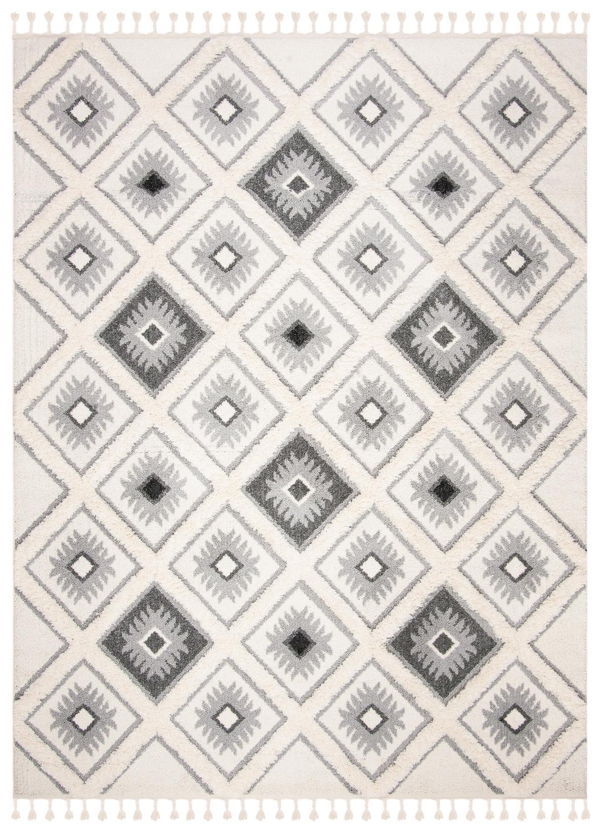 Safavieh Moroccan Tassel Shag Mts601F Ivory/Grey Rug.