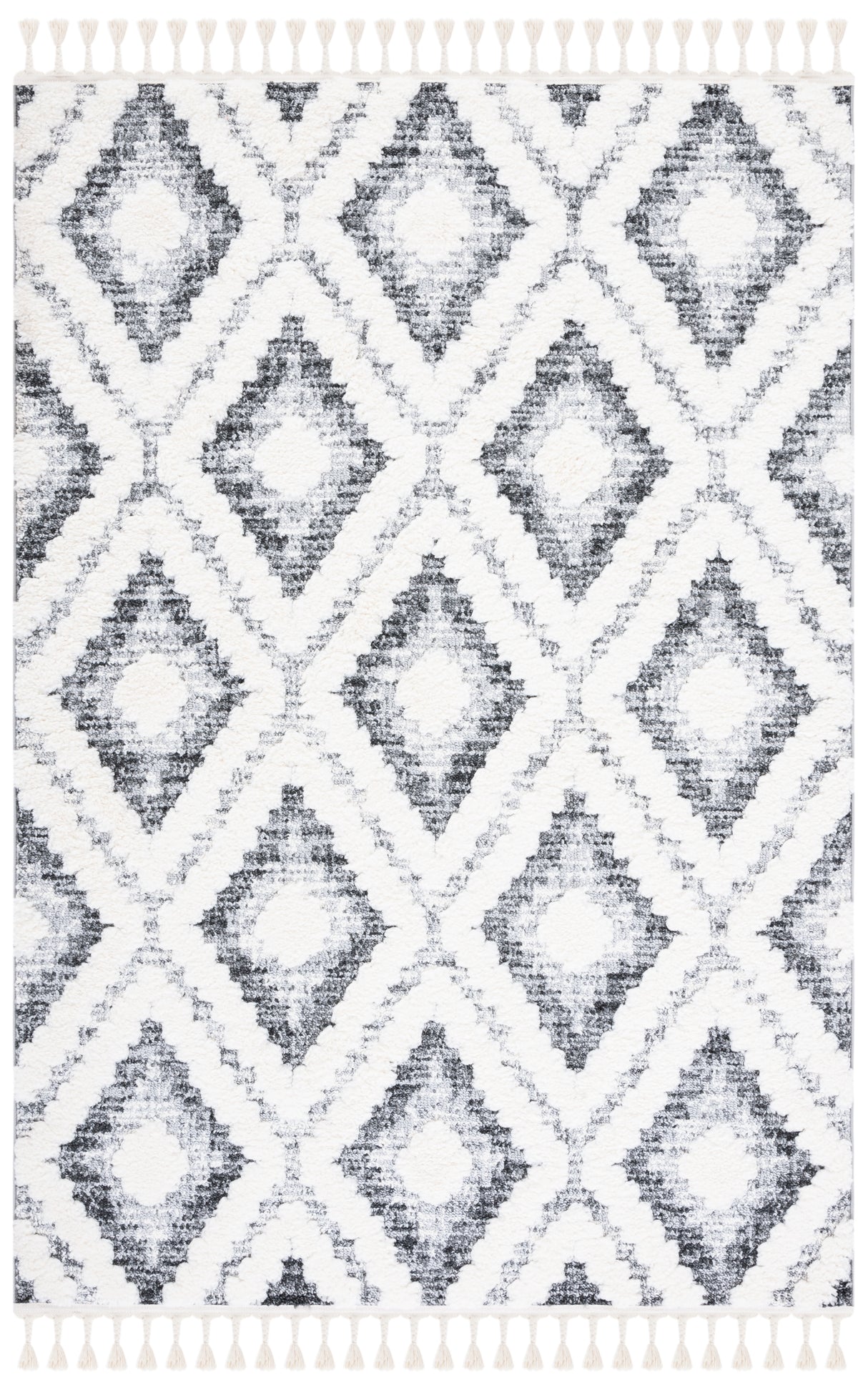 Safavieh Moroccan Tassel Shag Mts610A Ivory/Grey Rug.