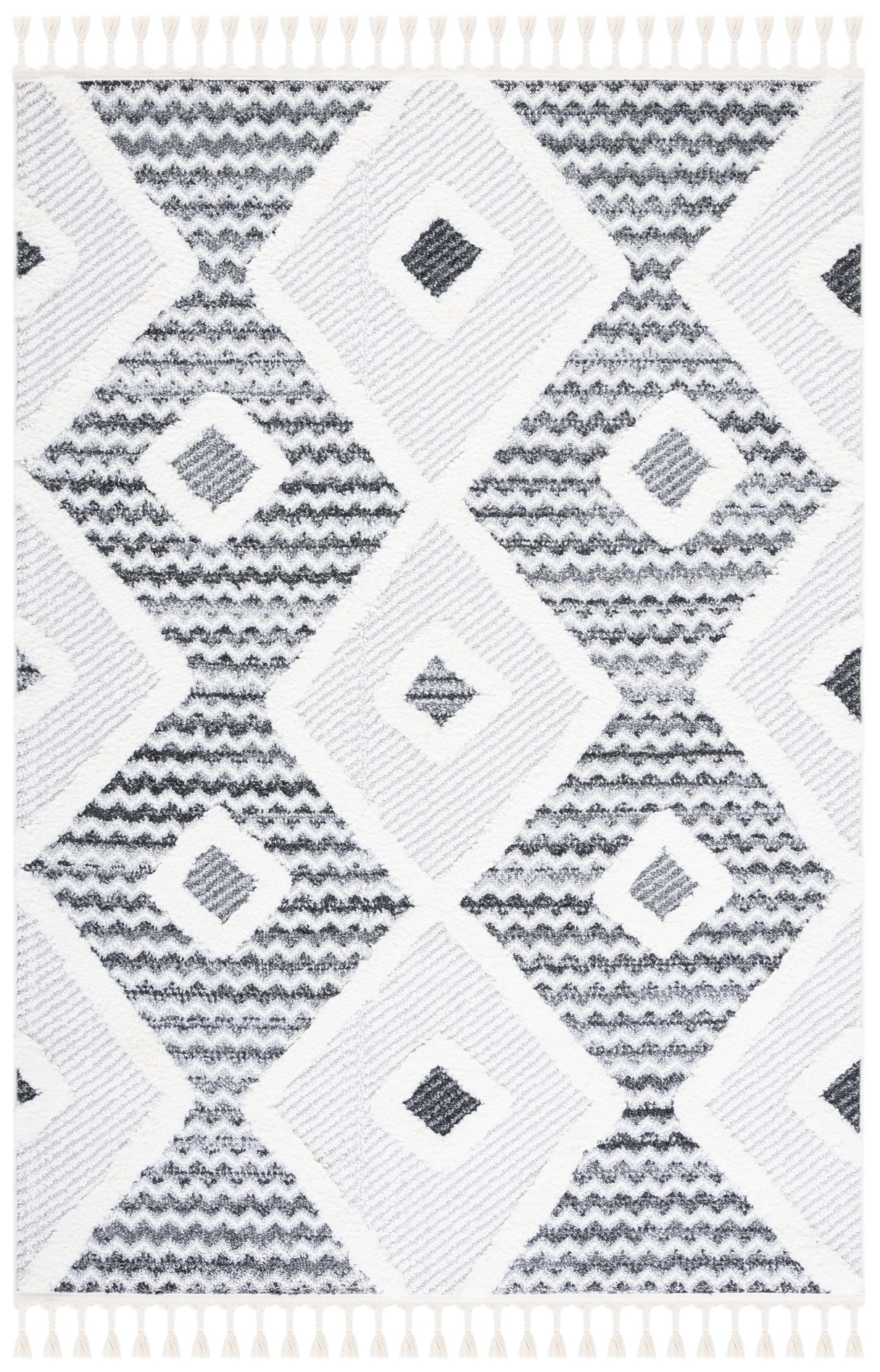 Safavieh Moroccan Tassel Shag Mts612F Grey/Ivory Rug.