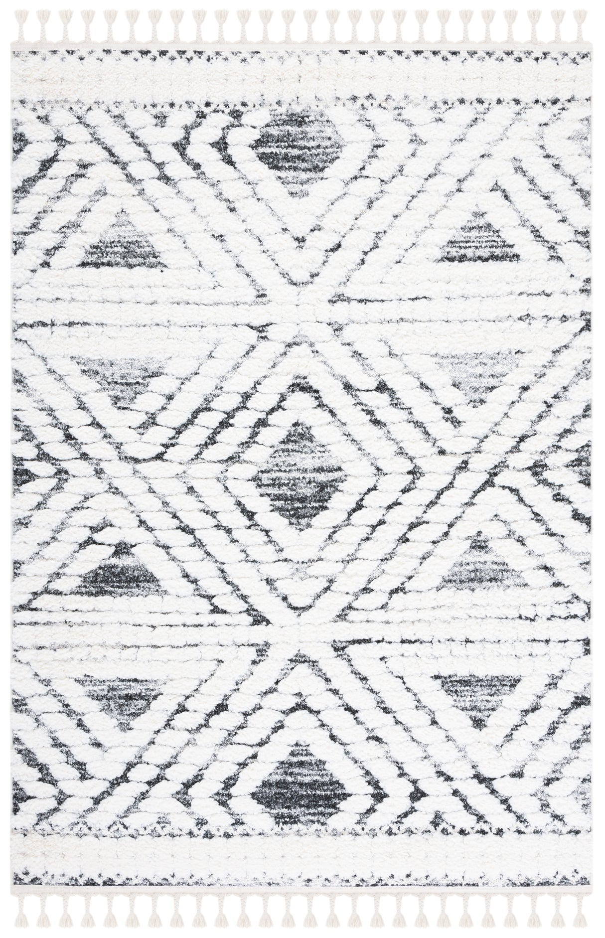 Safavieh Moroccan Tassel Shag Mts614A Ivory/Grey Rug.
