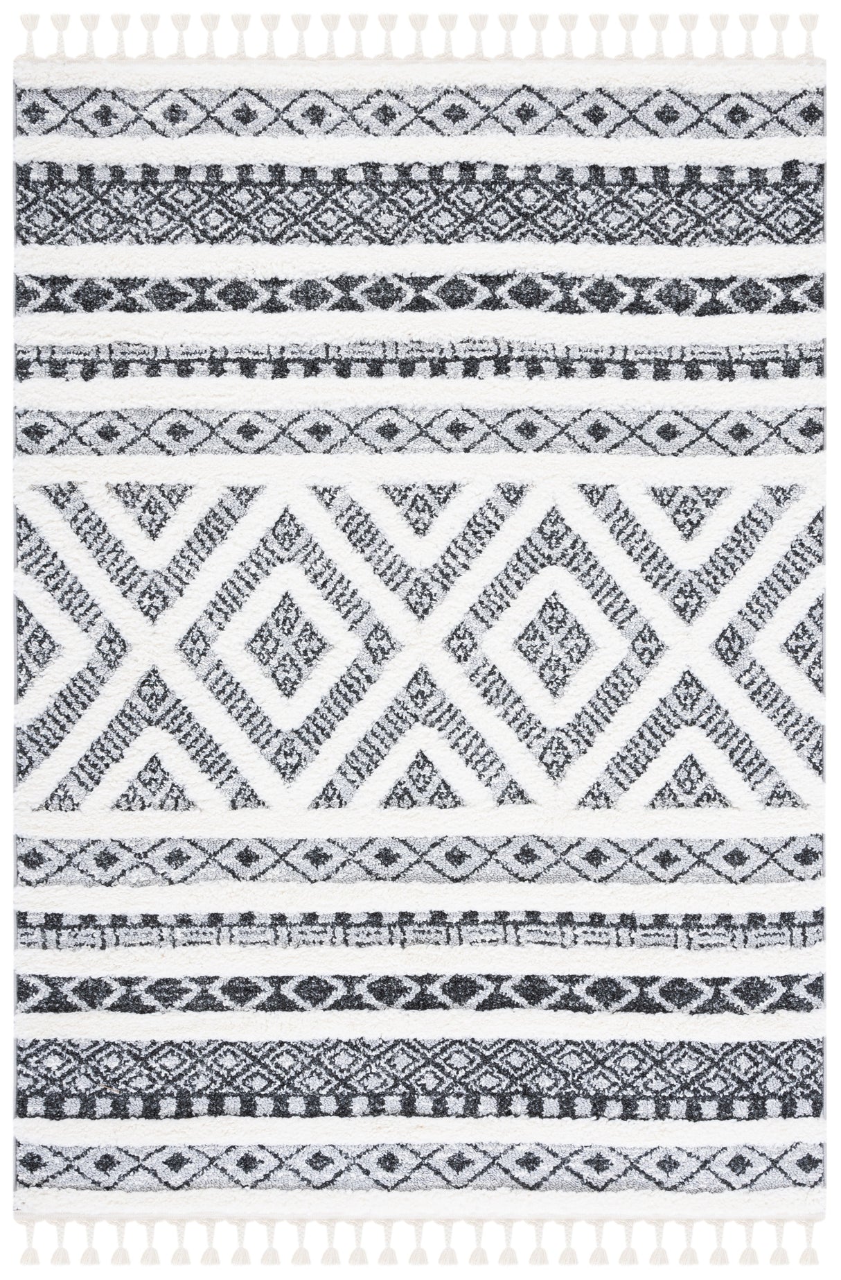 Safavieh Moroccan Tassel Shag Mts628F Grey/Ivory Rug.