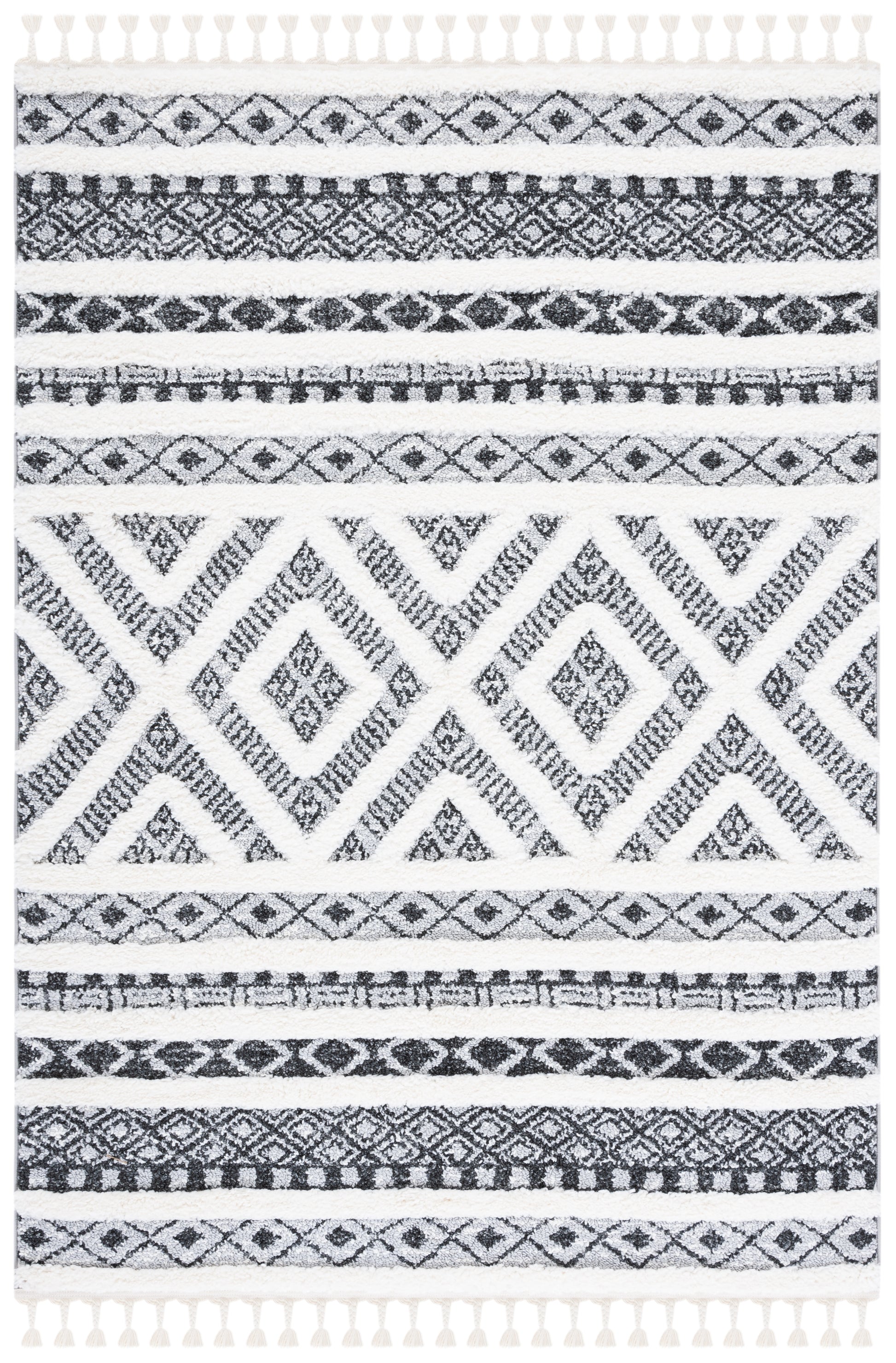 Safavieh Moroccan Tassel Shag Mts628F Grey/Ivory Area Rug