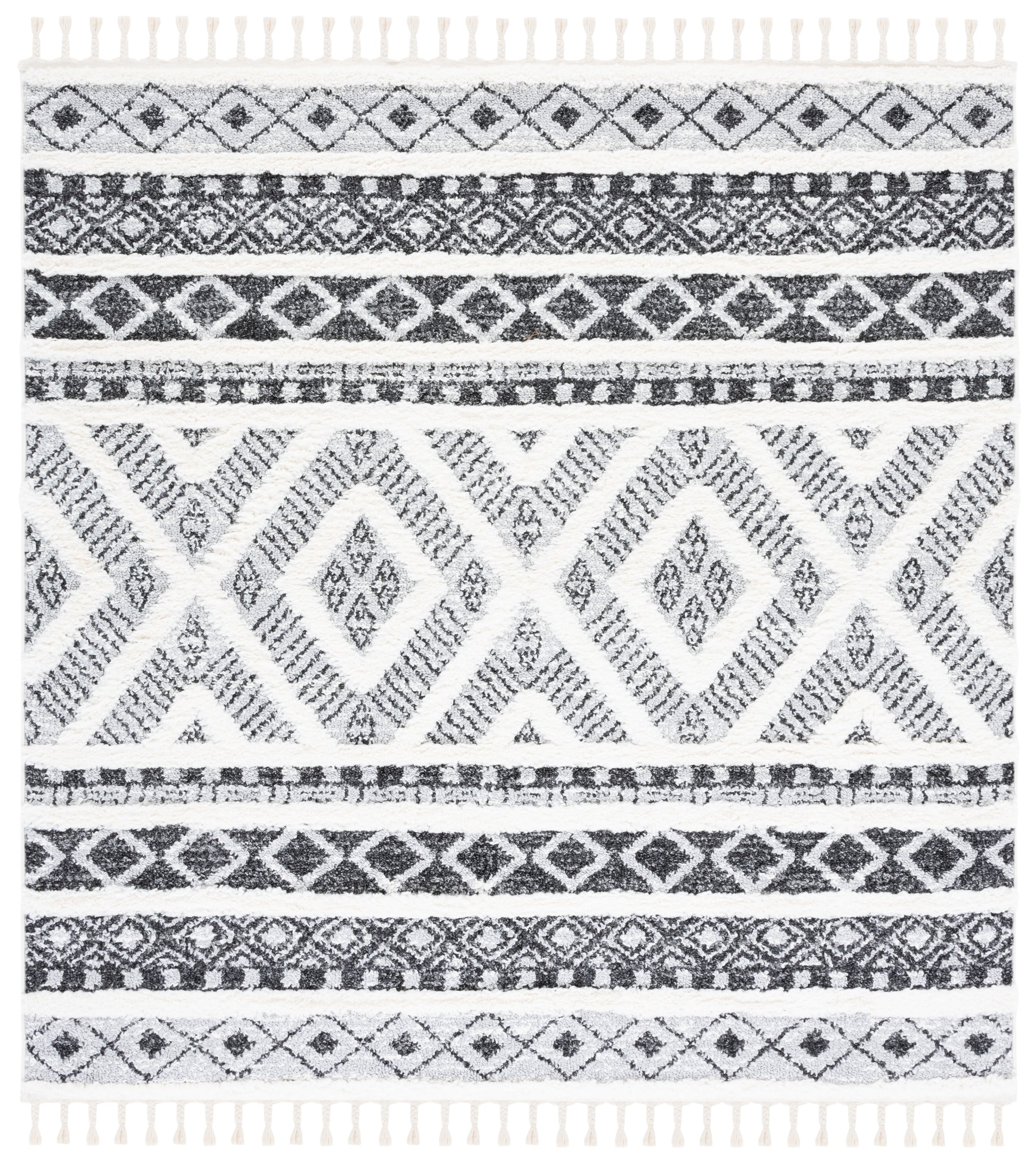 Safavieh Moroccan Tassel Shag Mts628F Grey/Ivory Area Rug